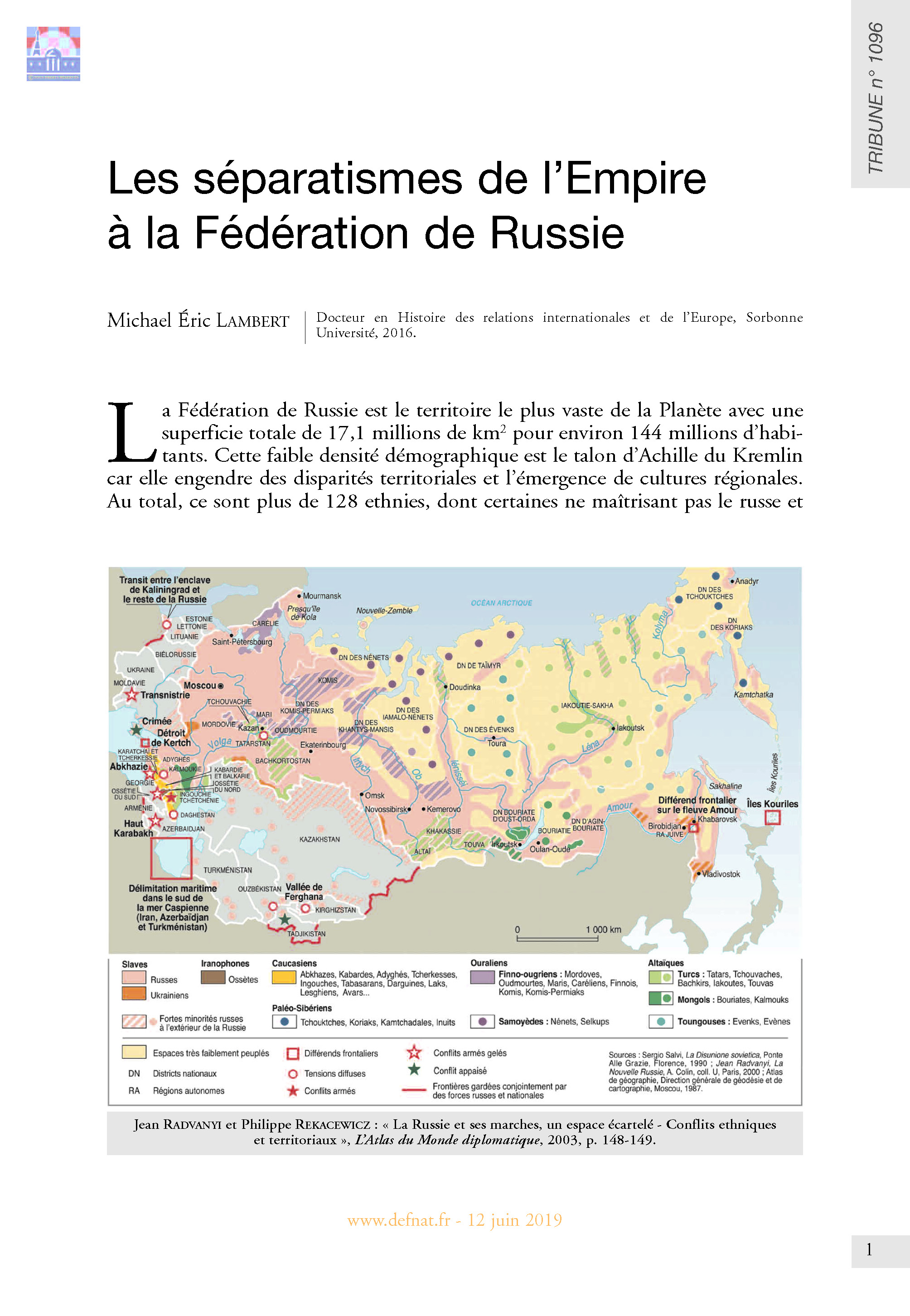 Les séparatismes de l’Empire à la Fédération de Russie (T 1096)
